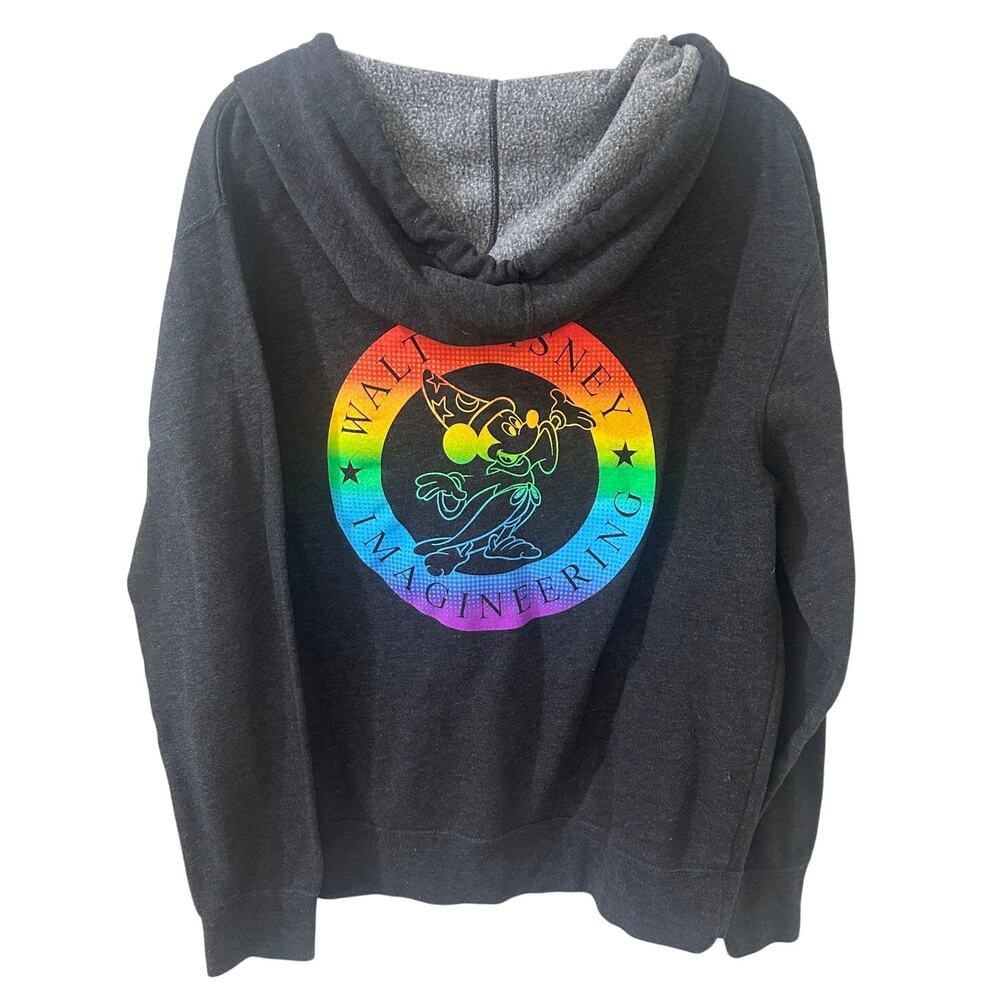 RARE Walt Disney Imagineering WDI Sorcerer Mickey Rainbow Logo Hoodie MOG Large